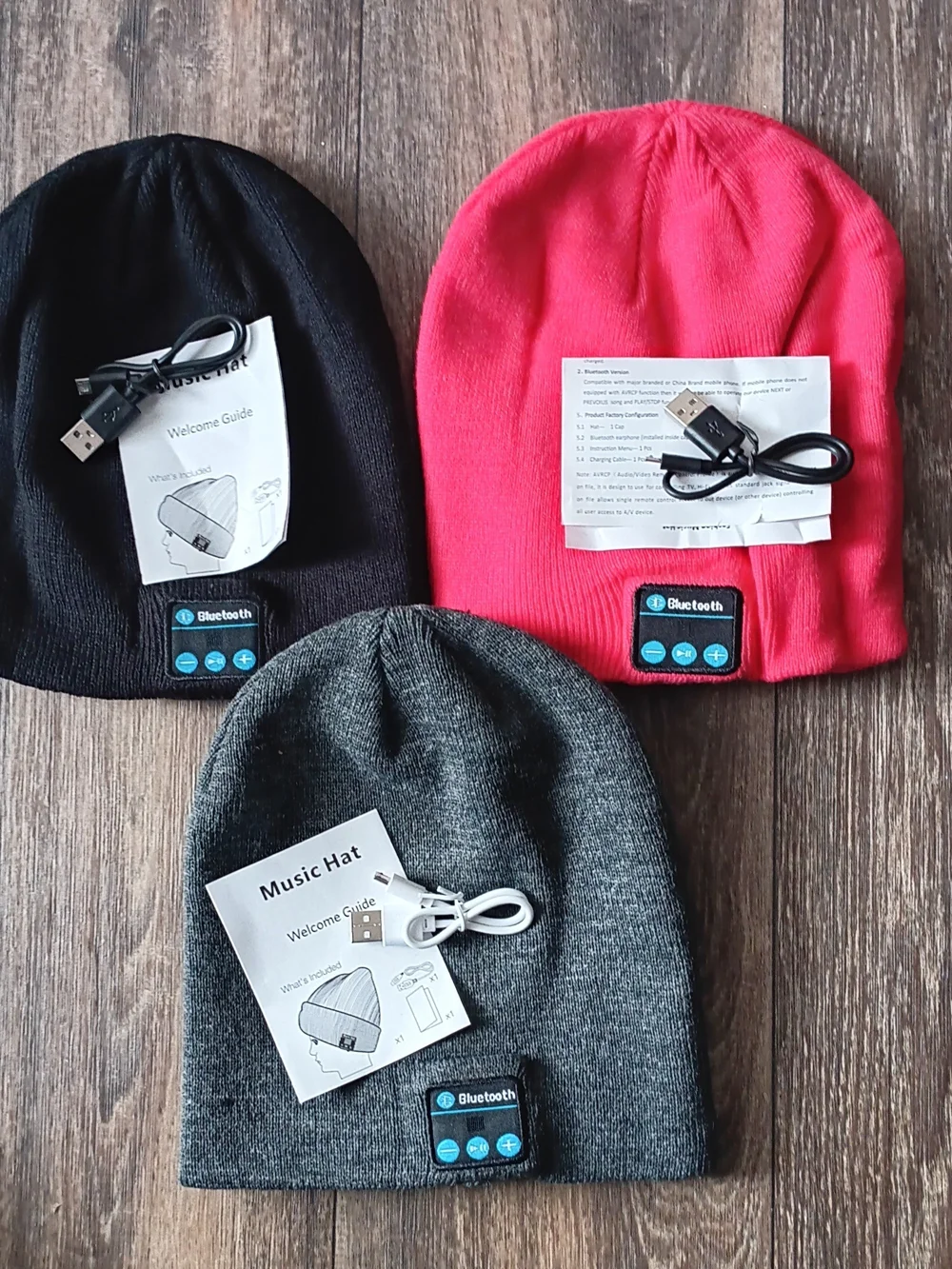 Bluetooth Knit Beanie Bundle Of 3 with Built-In Controls